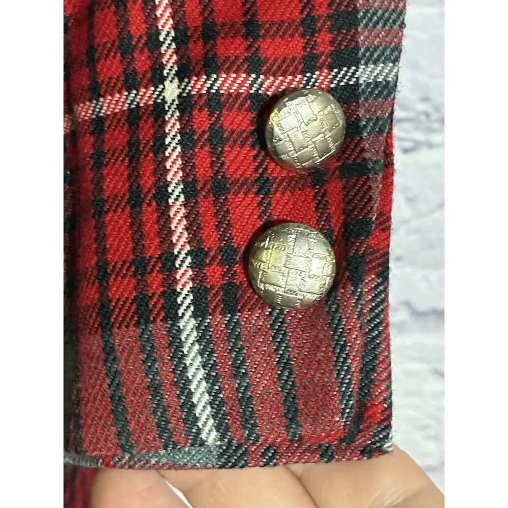 Vintage John Pomer Men’s Plaid Blazer Sport Coat Red Gray Size 44R USA